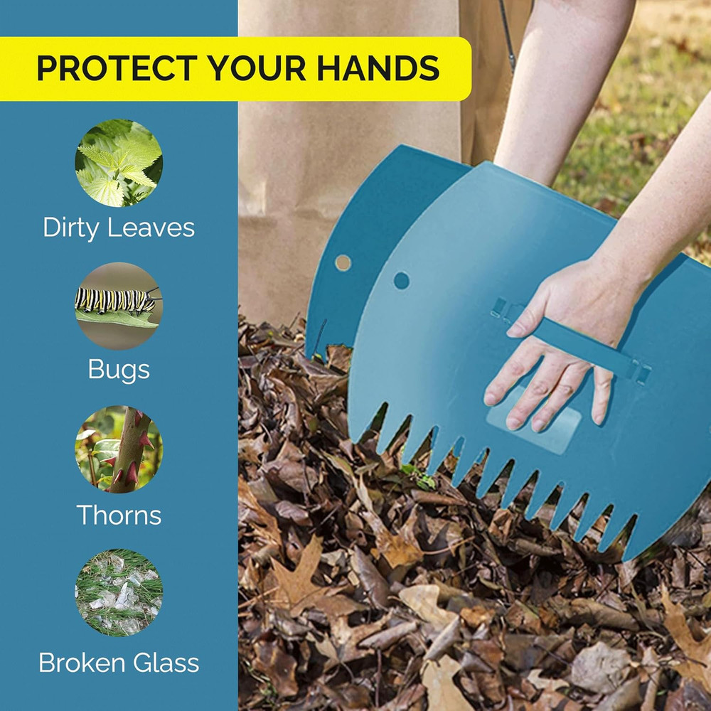 Leaf Scoops Hand Rakes, Large Leaf Grabbers for Yard Work and Garden Use, Clear