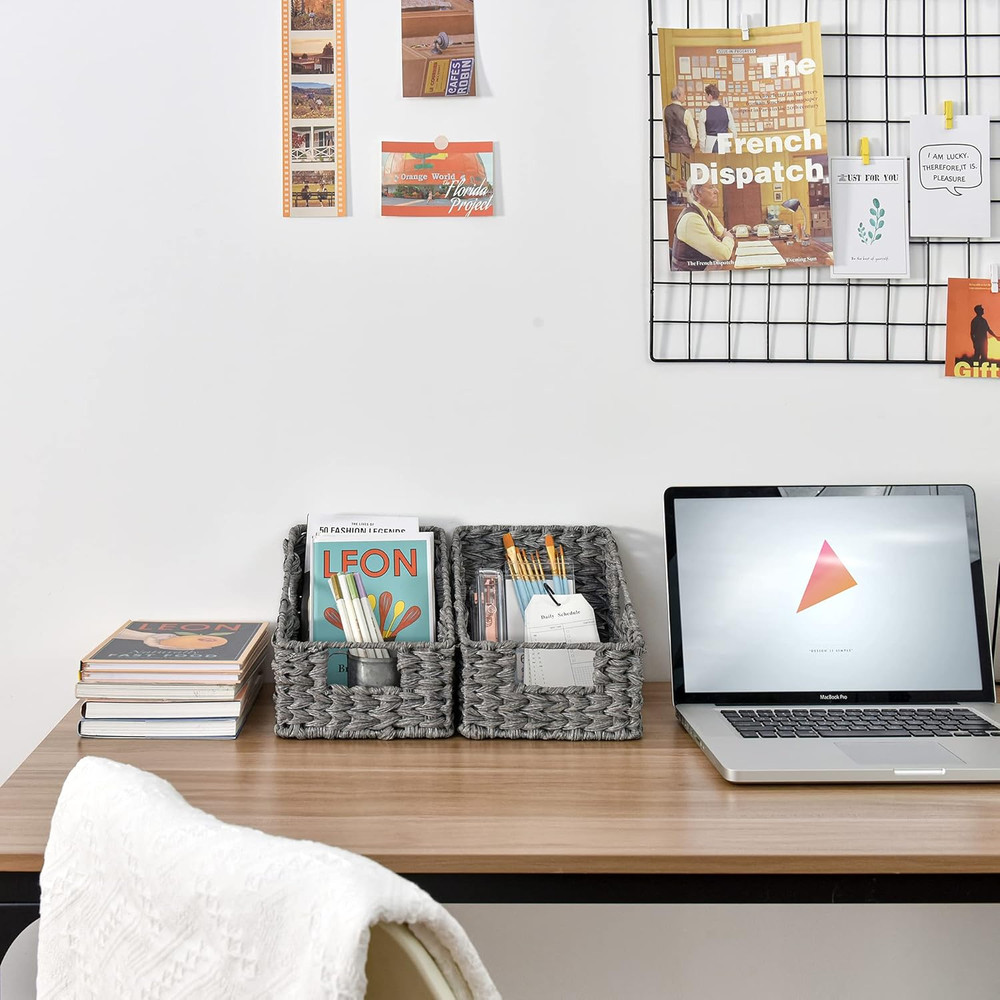 Bundle of 2-Pack Storage Wicker Baskets with Handles & 3-Pack Wicker Storage Bas