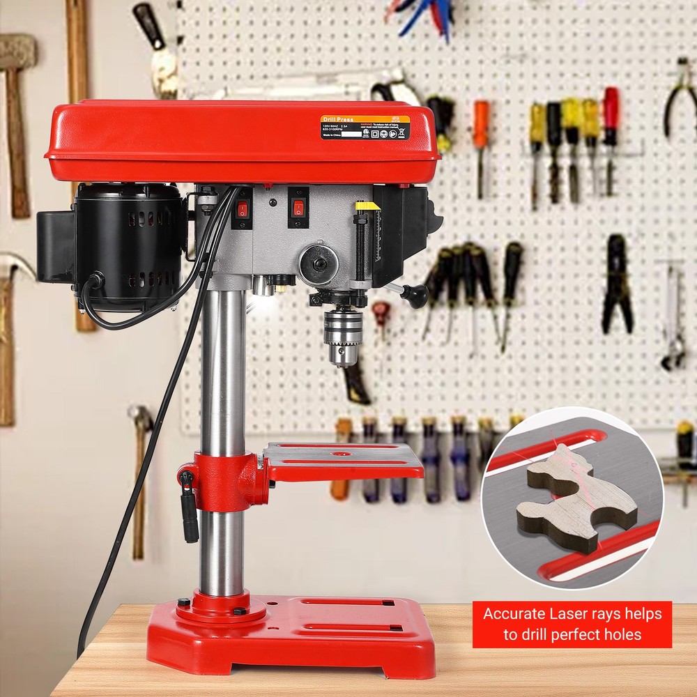 8" Benchtop Drill Press Tabletop Drilling Machine 5 Adjustable Speed w/LED Light