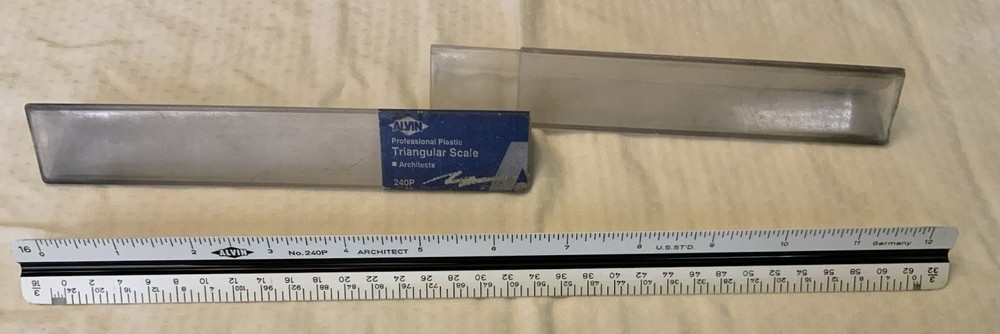 Set Of ALVIN 240P & 241P Architect & Enginer Scale Drafting Triangular Ruler