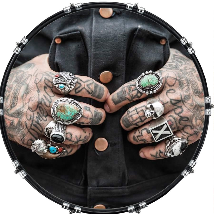 20" Custom Bass Kick Drum Front Head Graphical Graphic Hands 1