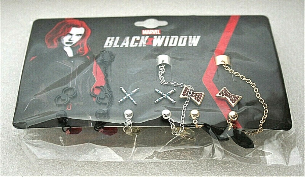 Marvel Comics Black Widow logo Earring Set of 6 New NOS MOC