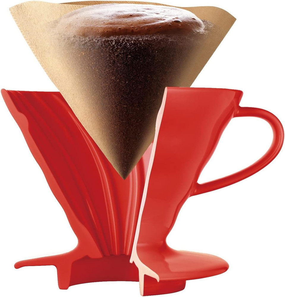 V60 Ceramic Coffee Dripper Pour Over Cone Coffee Maker Size 01, Red