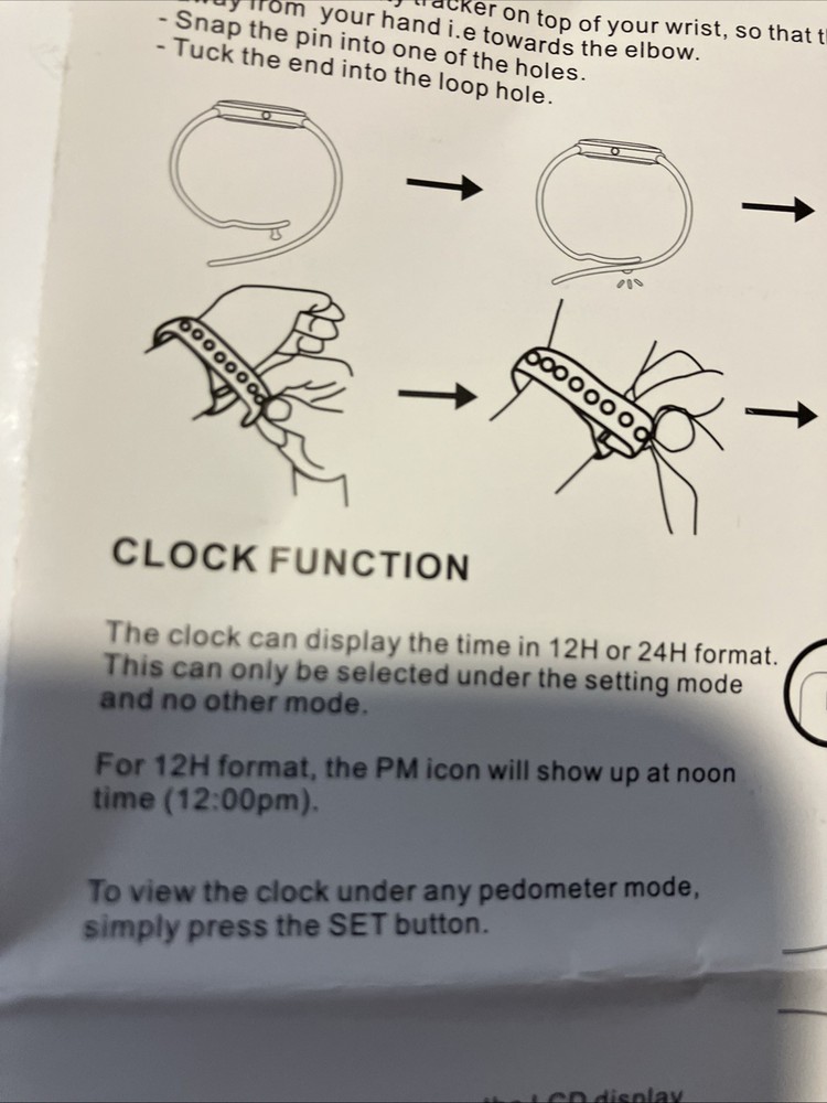 Pedometer Wristband. Clock.