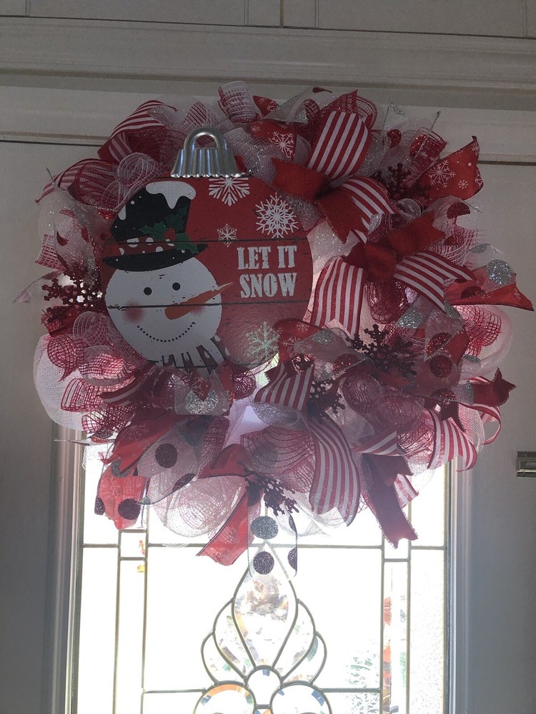 Snowman Let it Snow Christmas Handmade Custom Wreath