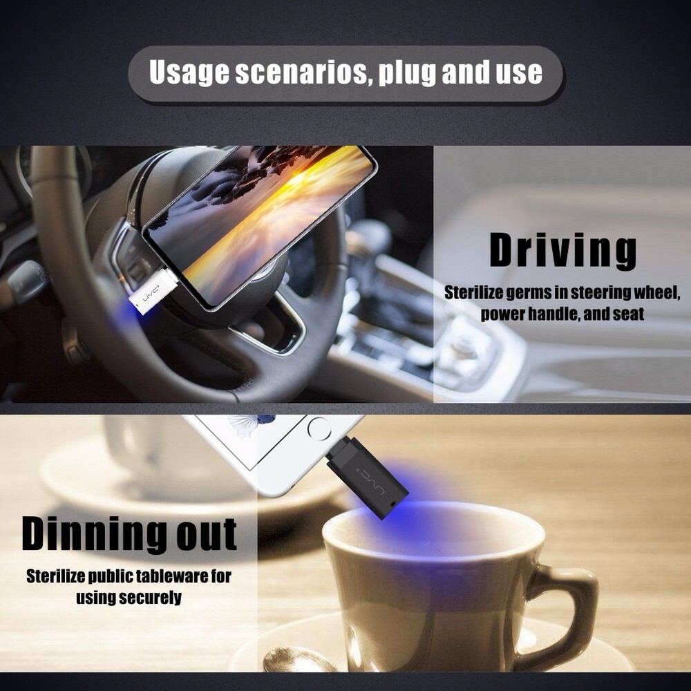 UV Sterilization UVC Germicidal lamp for iphone + android