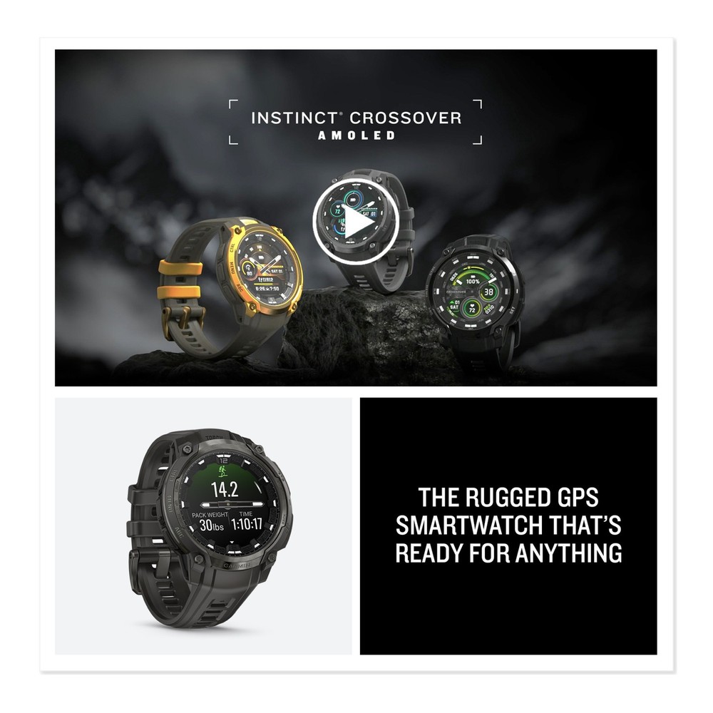 Garmin Instinct Crossover AMOLED GPS Smartwatch Bundle (Bronze Sunburst/Cocoa)
