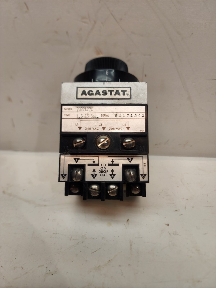 Agastat 7022L27c Time Delay Relay 1.5-15sec