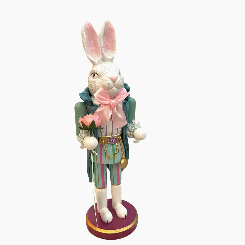 Martha Stewart Fancy Bunny Nutcracker 14in Chic Easter Decor NEW