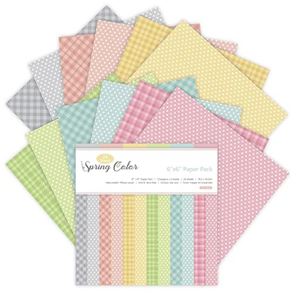 24 Sheets 6"x6" Pink Spring Scrapbook Paper - Single-Sided Pattern Decorative...