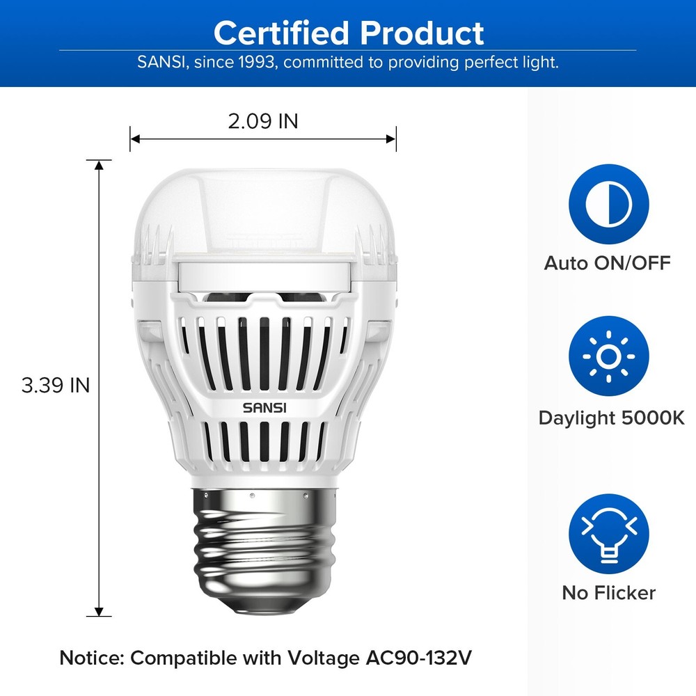 4-Pack Dusk to Dawn LED Light Bulb Automatic On/Off Sensor Bulbs 5000K Daylight