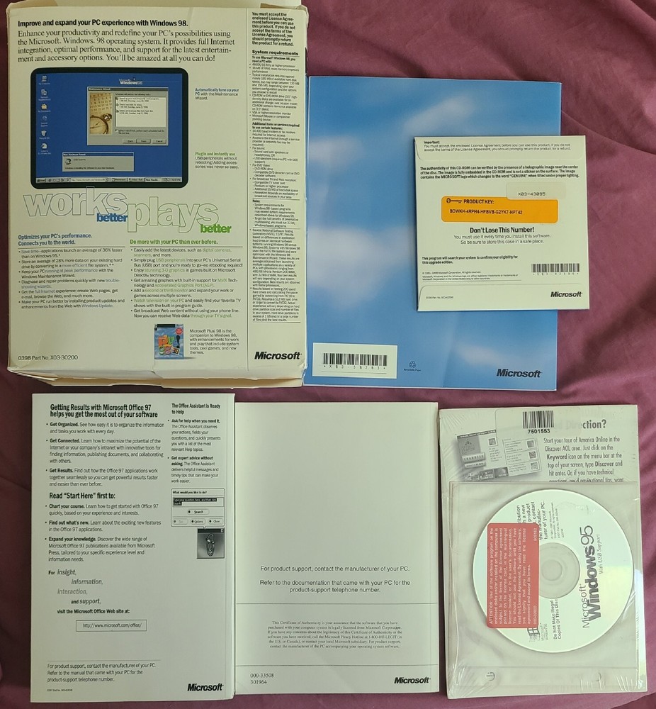 Microsoft Windows 98 Upgrade And Microsoft Windows 95