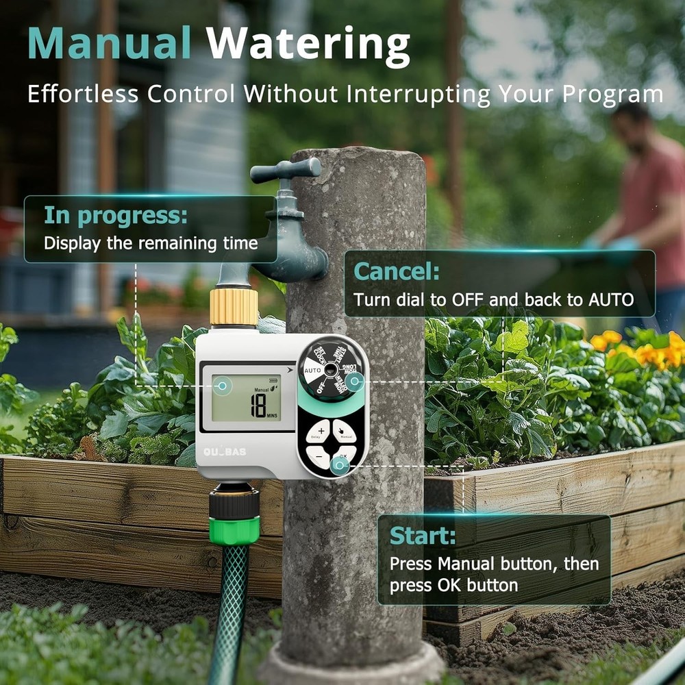 Brass Water Timer - Programmable Garden Hose Faucet Controller - Waterproof L...