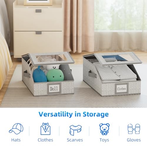 Hat Organizer for Baseball Caps, 2PCS Stackable Storage with Clear Window