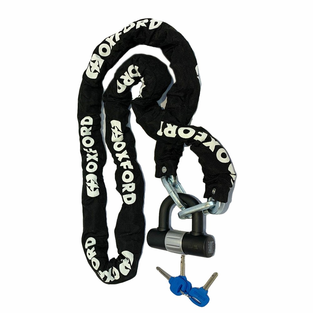 Oxford Motorcycle Sold Secure Lock Chain 1.5m + ABUS Ground Wall Anchor Bundle