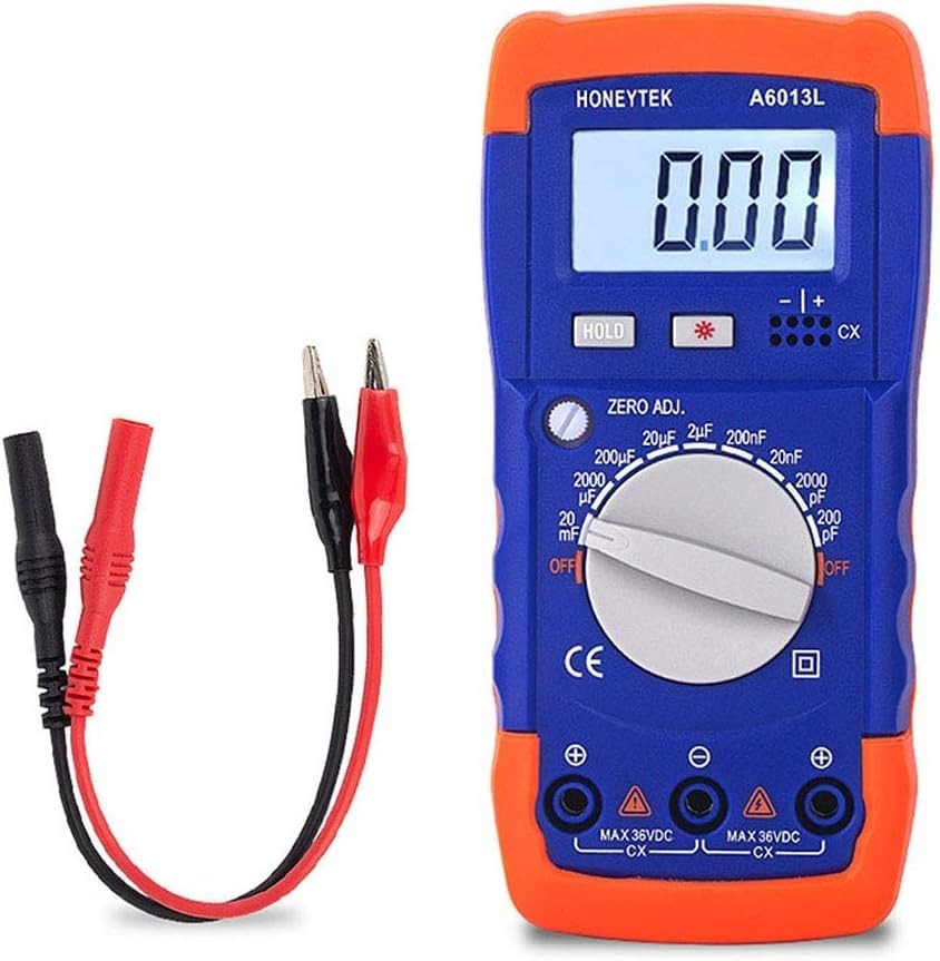 Portable LCD Capacitance Meter - Measures 200pF to 20mF with Data Hold Feature