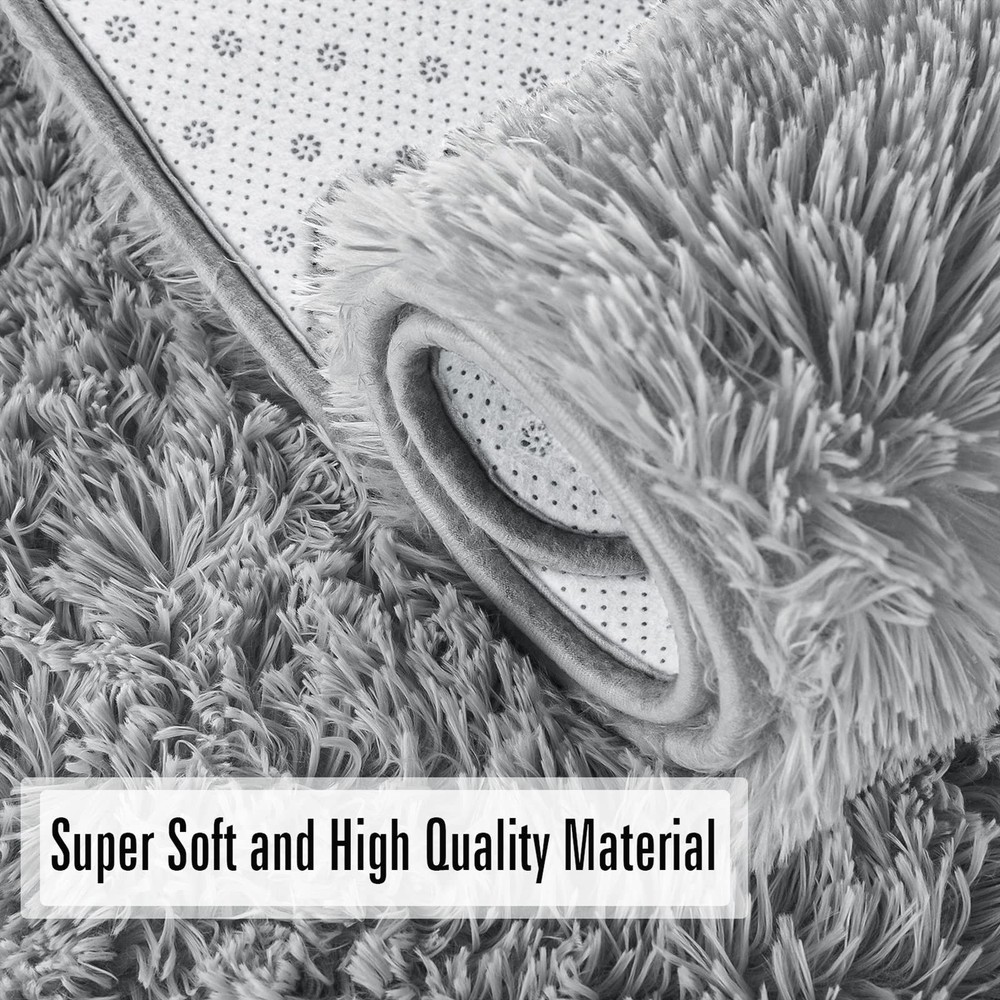 Andecor Soft Fluffy Bedroom Rugs, 5 x 8 Feet 5' x 8' (Rectangular), Grey