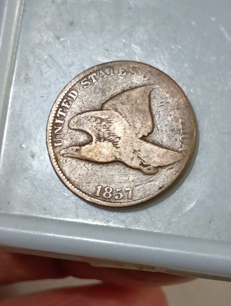 1857 FLYING ONE CENT COPPER PENNY