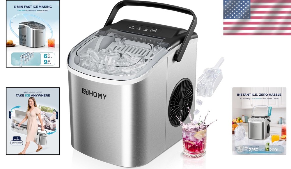 Portable Ice Maker Machine - 26 lbs Daily Capacity, Quick & Quiet Operation
