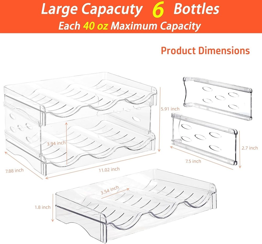 Transparent Stackable 2-Tier Wine Holder - Easy Access Organizer for 6 Bottles