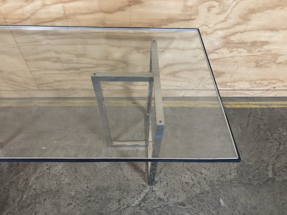 CB2 SILVERADO CHROME DINING TABLE BASE + Acrylic Plexi Top 34x76