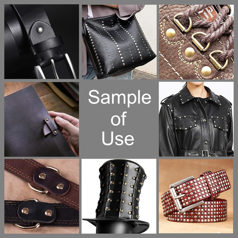 340 Sets Leather Rivets Kit Mixed Sizes Rivets for Leather Double Cap Rivets St