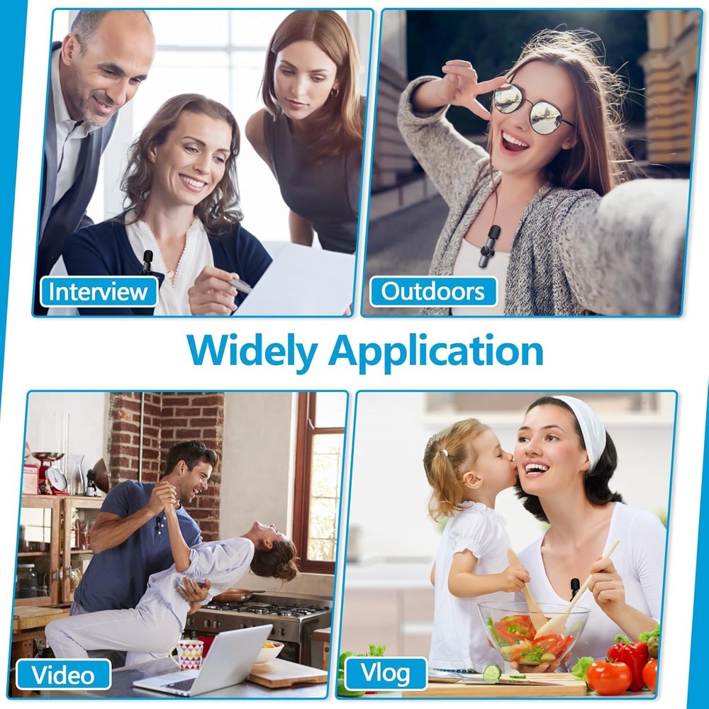 2 Pack Wireless Microphone Mini Mic for iPhone 7-14 iPad, Tiny Lavalier Micropho