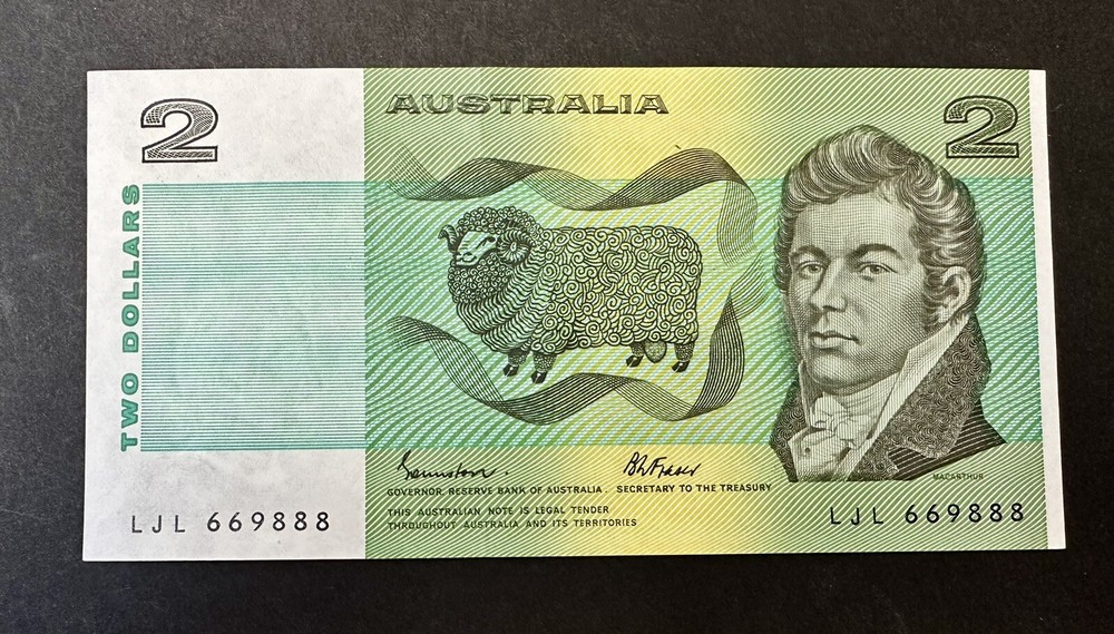 $2 Note Australian Decimal Paper Semi Solid Serial Number Uncirculated (Lot 104)