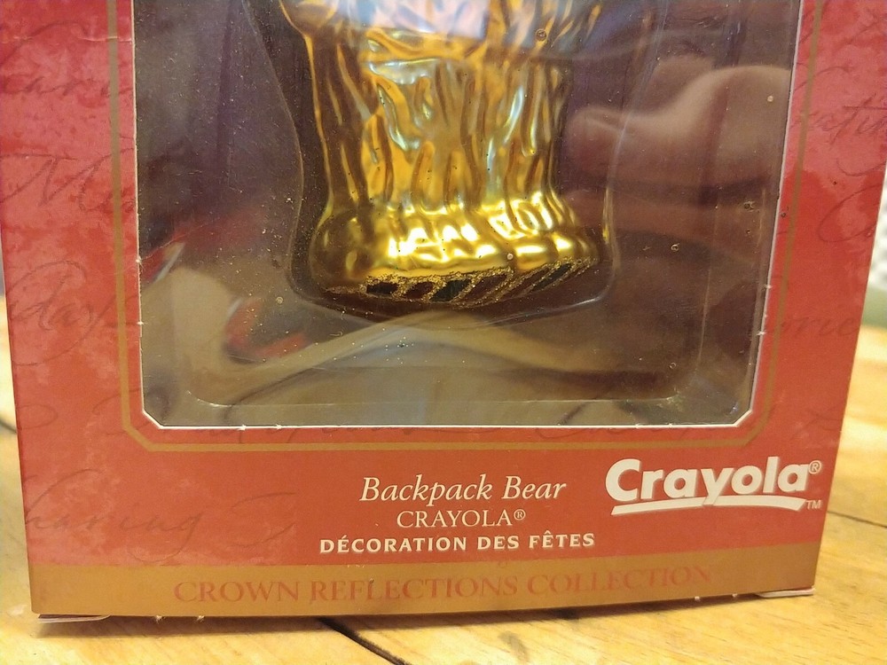 HALLMARK Keepsake Backpack Bear Crayola Blown Glass Ornament 2000 (2) Per Order!