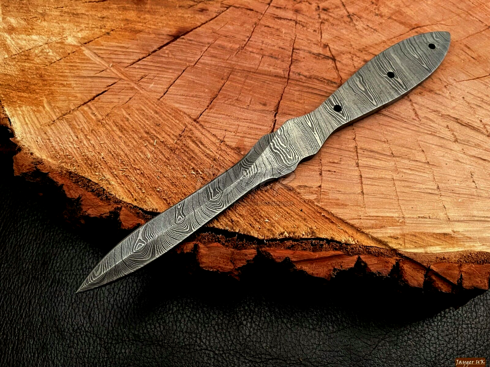 Handmade Pattern Welded Damascus Steel Blank Blade-Double Edge Knife-Dagger-B18