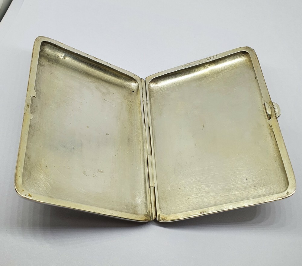 Antique Sterling Silver Car Enameled Cigarette Case - 143