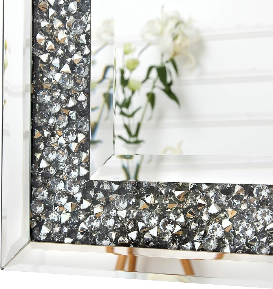 47 x24 Crystal Crush Diamond Wall Mirror Silver Mirror Gorgeous Rectangle Mirror