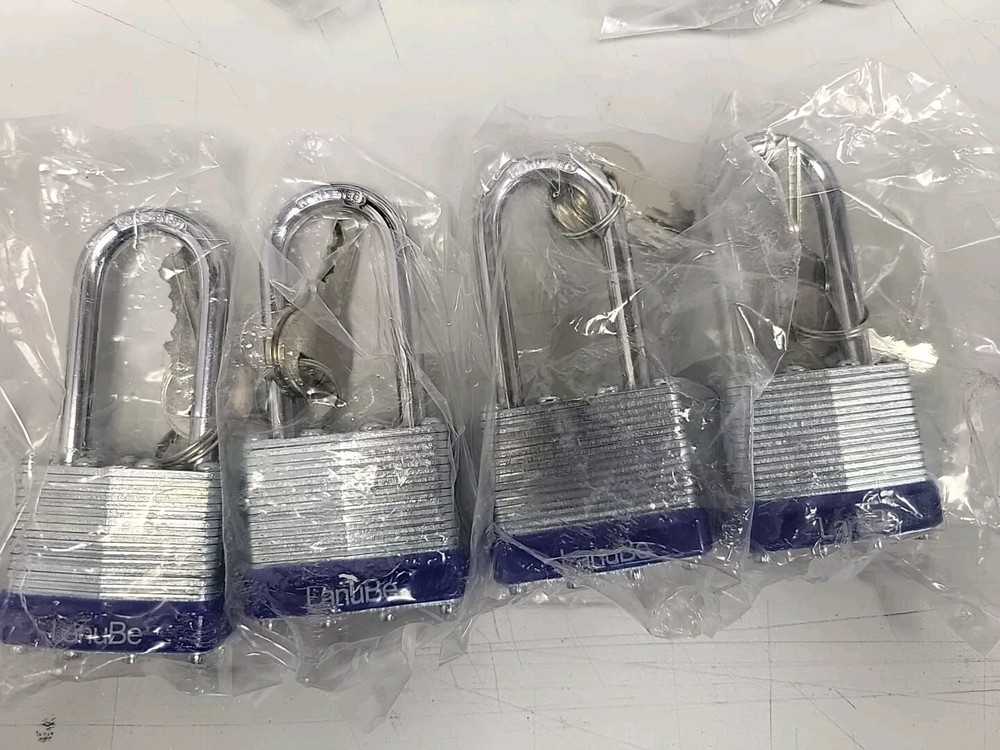 4 LanuBe Lock Laminated keyed Padlock 2", keyed Alike Locks, 3 1/4" Total Length