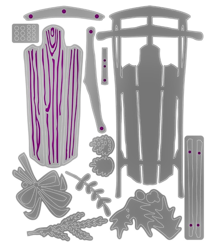 Sizzix Thinlits Vintage Sled #666339 12pk set Retail $24.99 Tim Holtz NEW!