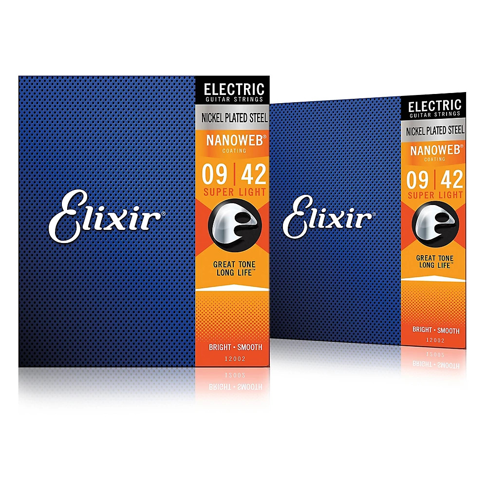 Elixir Electric Guitar Strings with NANOWEB Coating Super Light .009-.042 2-Pack