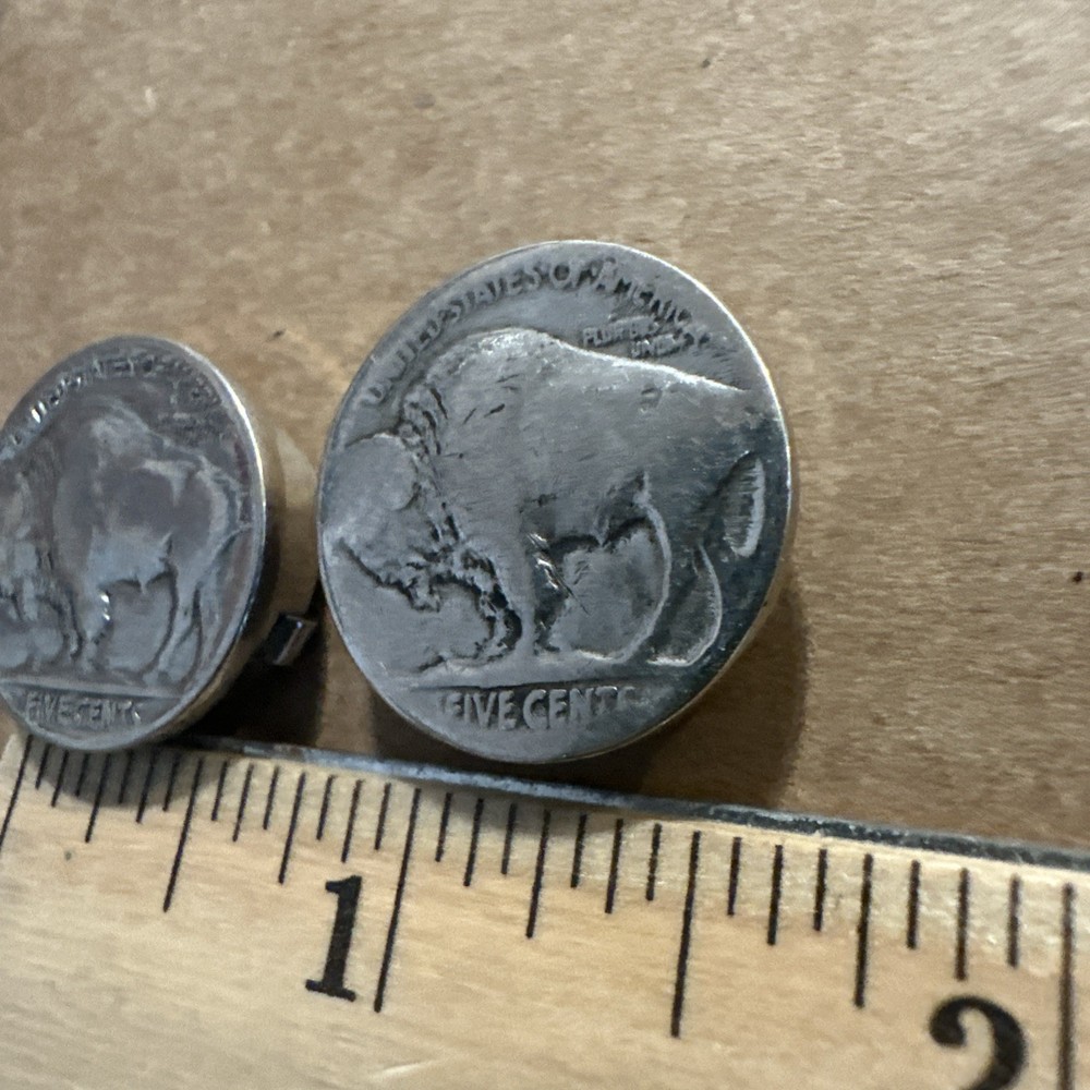 Pair Of Real Buffalo Nickel Button Clips