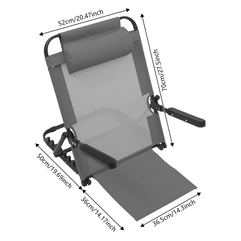 Adjustable Lifting Bed Backrest W/Armrest 8 Gears Backrest Support 40-90° 150kg