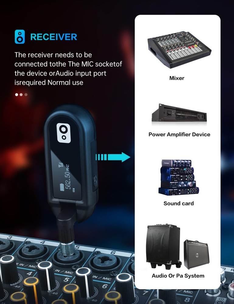 Wireless Guitar System UHF Wireless Guitar Transmitter Receiver Rechargeable ...