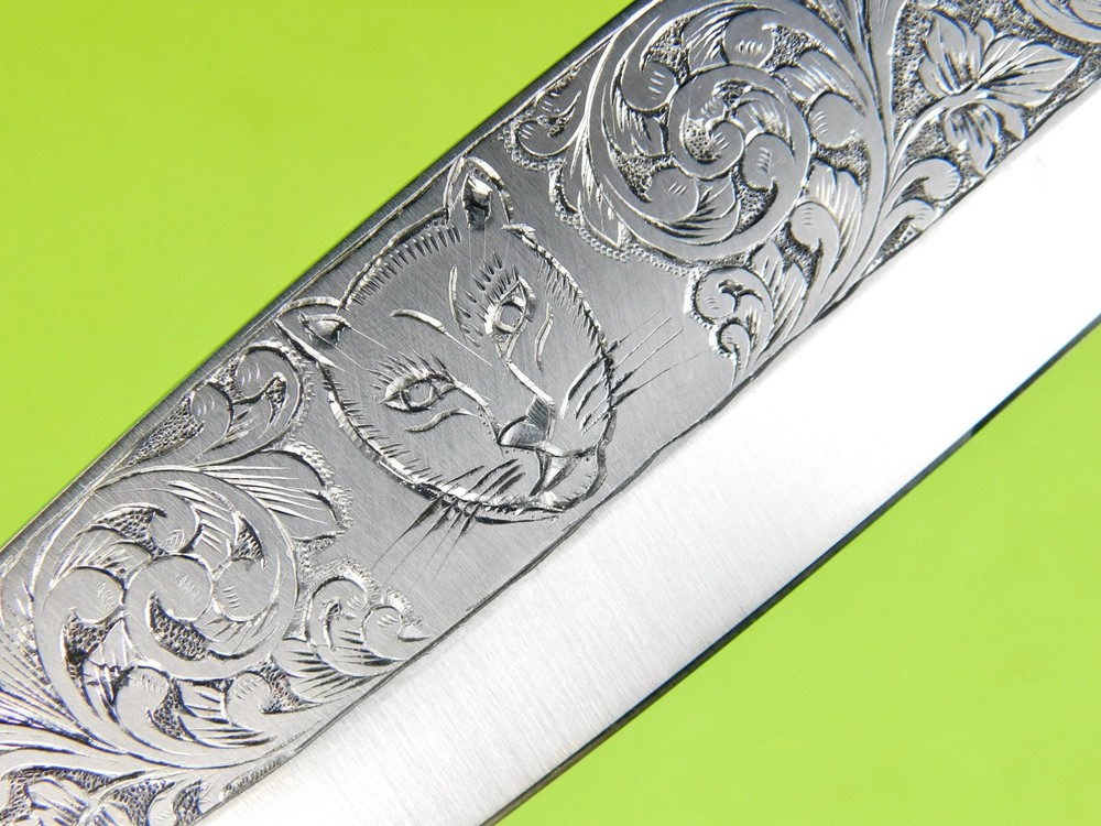 US Custom Made Huge Navaja Engraved Folding Knife