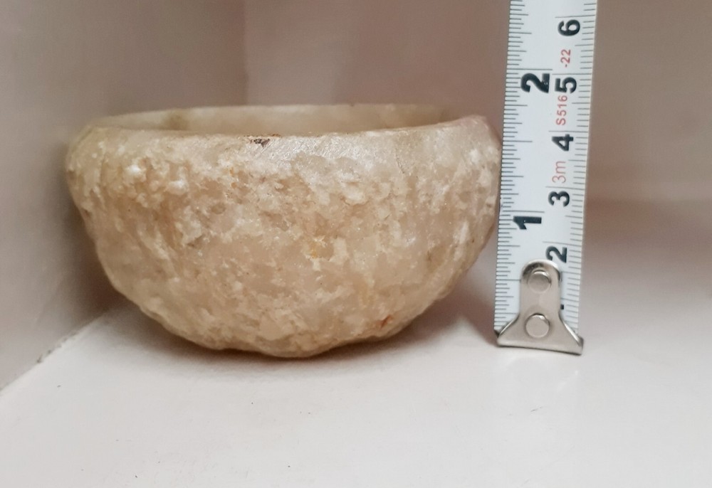 Vintage White Marble Stone Bowl Hand Carved.