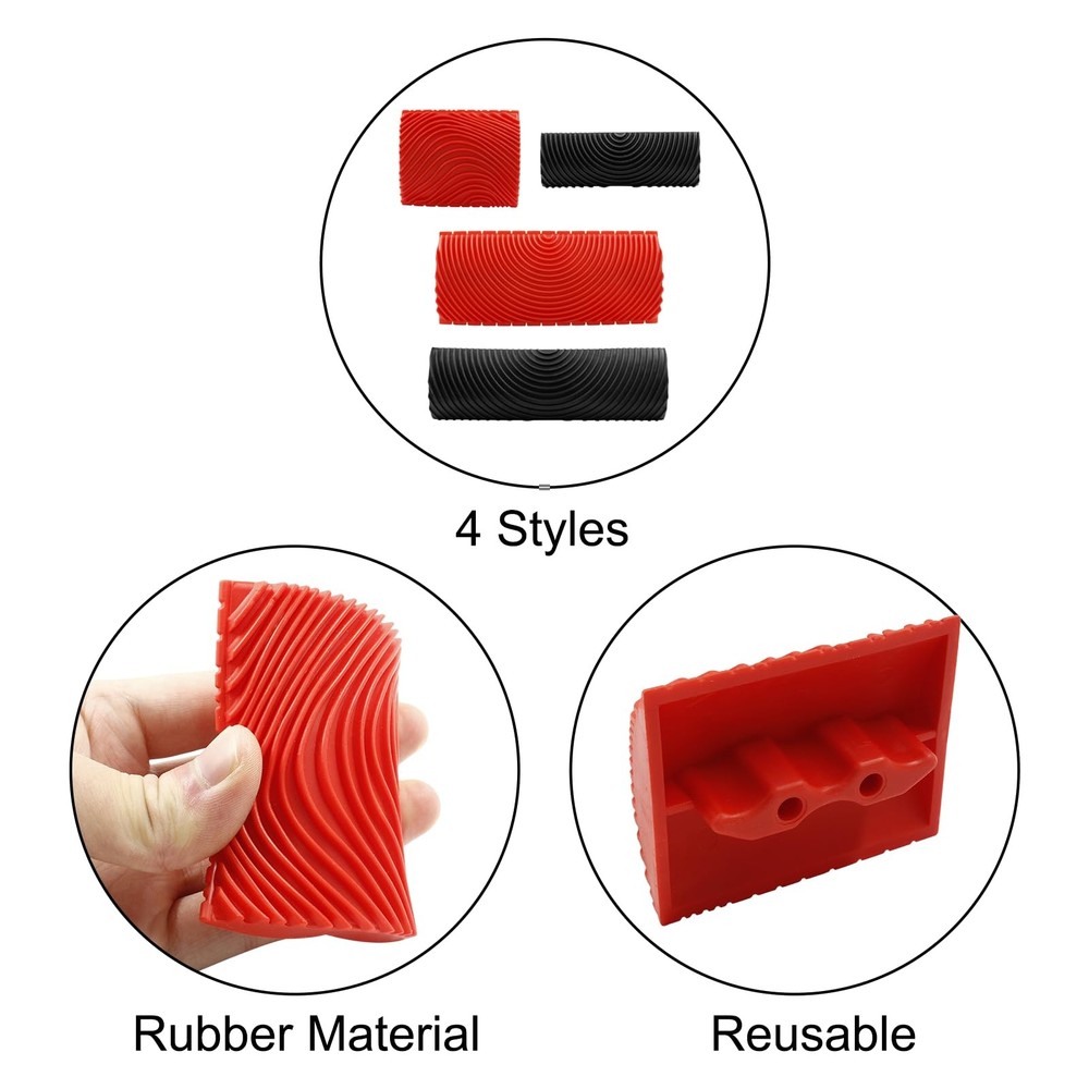 4 Pcs Wood Grain Tool, Rubber Graining Tool Texture Pattern DIY Wood Pattern ...