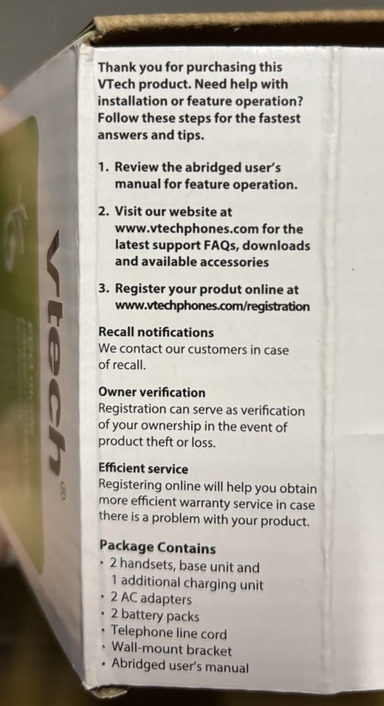 VTech • CS6719-2 • DECT 6.0 Cordless Phone • 2 Handset • Black • Open Box