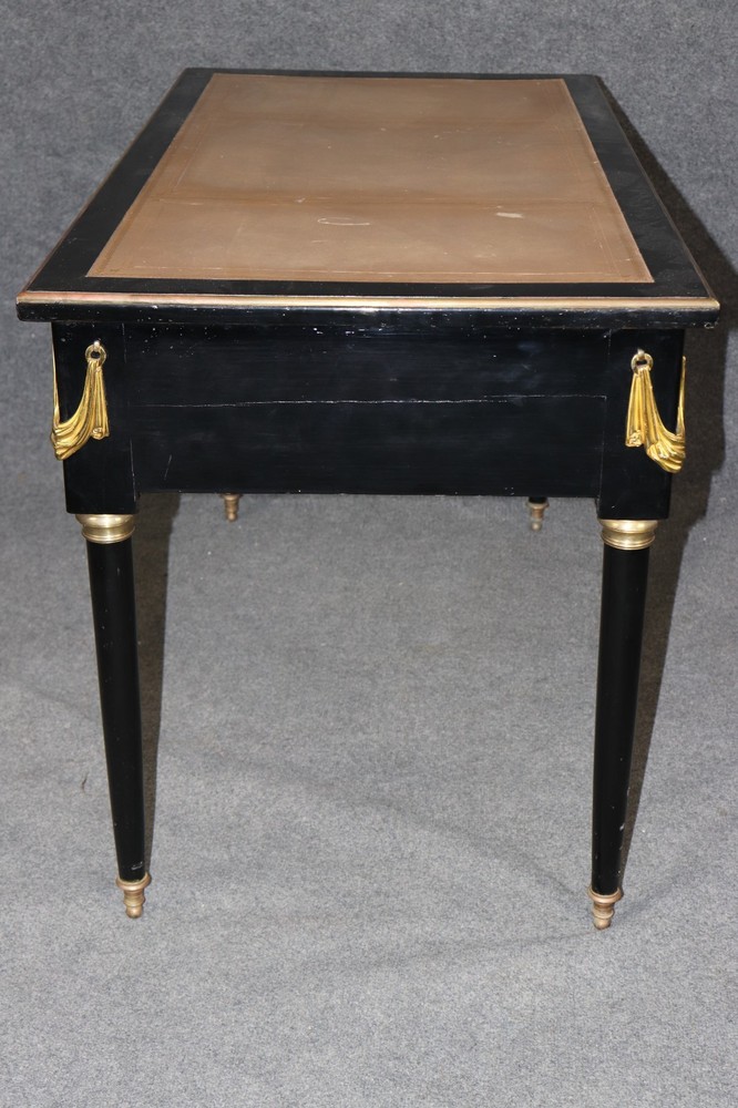 Maison Jansen Attributed Ebonized Leather Top Louis XVI Writing Desk