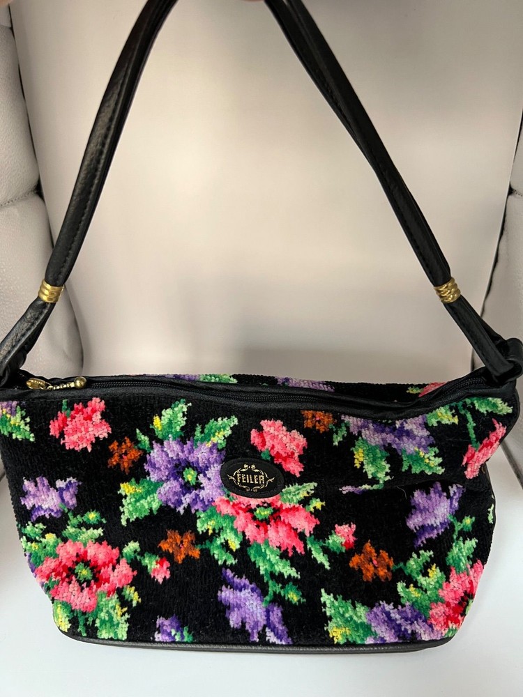 Used FEILER Handbag Pouch Floral Pattern