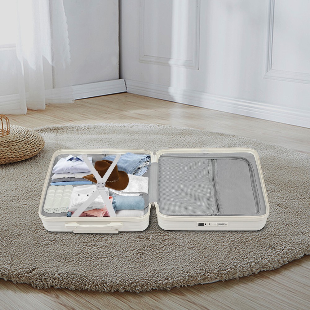 18" front Open Multi-function Suitcase Password Suitcase W/ USB Port+Cup holder