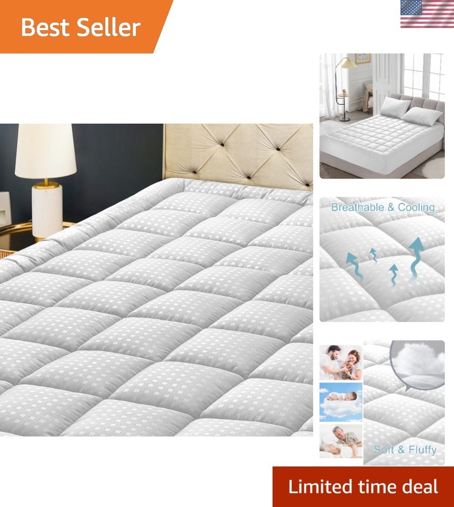 King Fitted Mattress Pad - Cooling Quilted Protector with Soft Microfiber Touch