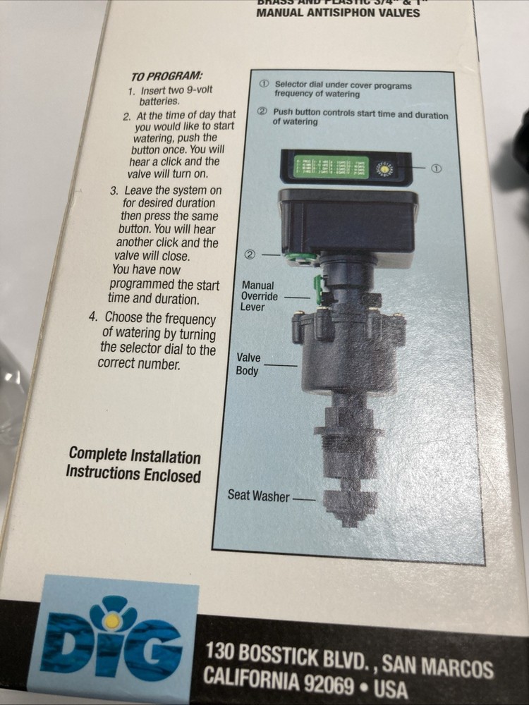 DIG SPRINKLER CONTROLLER THINKER BATTERY POWERD DELUXE PROGRAMMABLE 2006