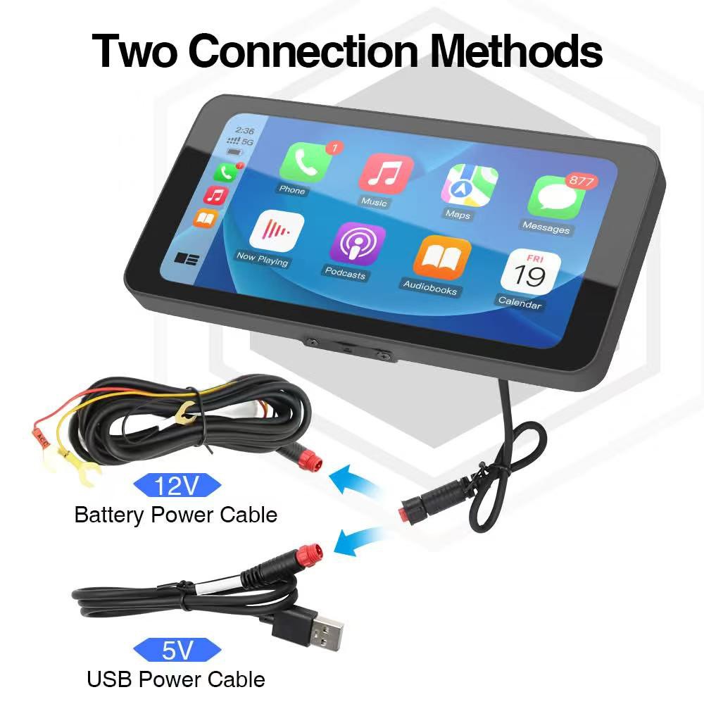 Wireless Motorcycle CarPlay Android Auto 6.3" Touch Screen GPS Navigation