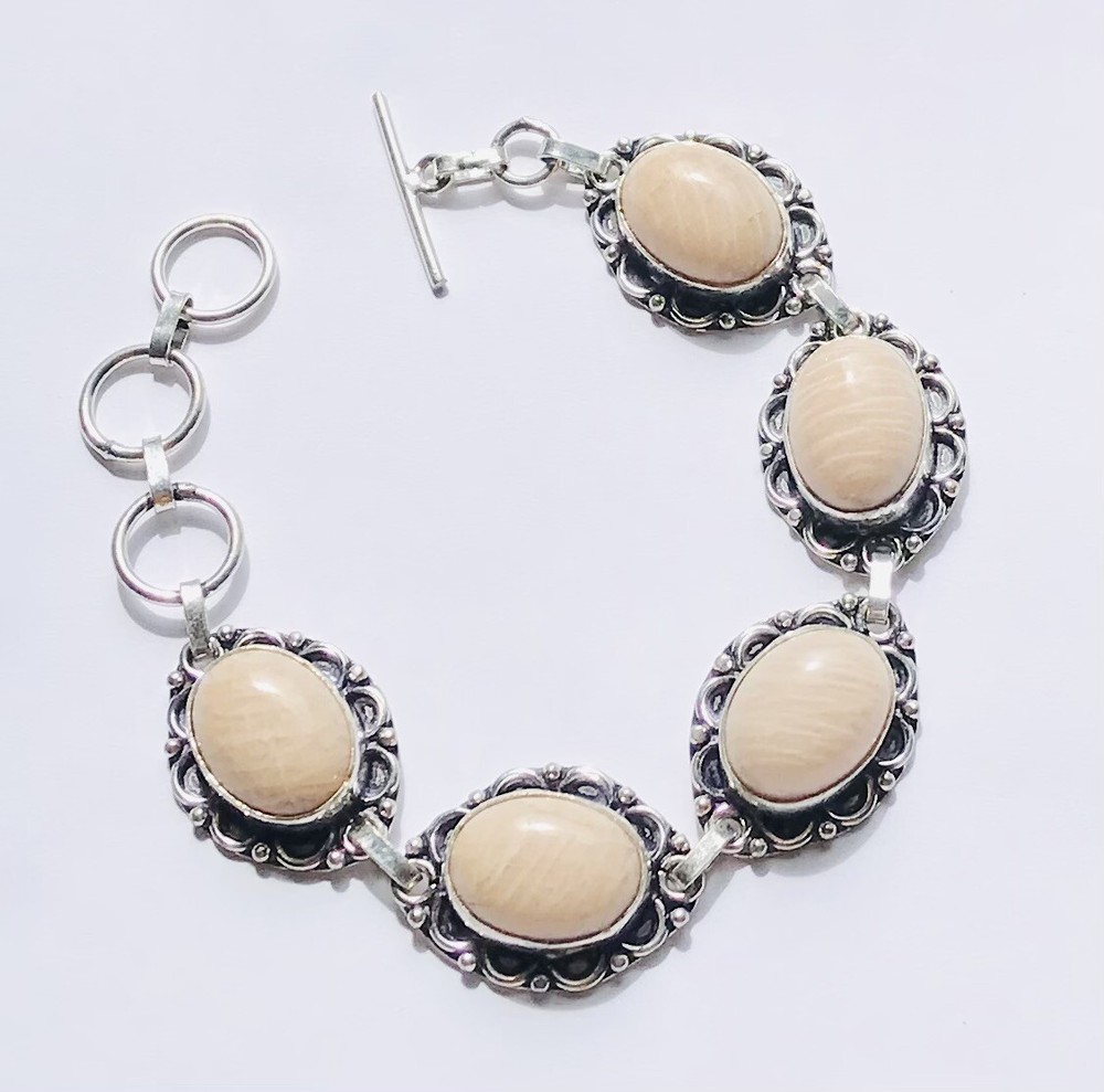 Stunning Orange Amazonite 925 Silver Bracelet