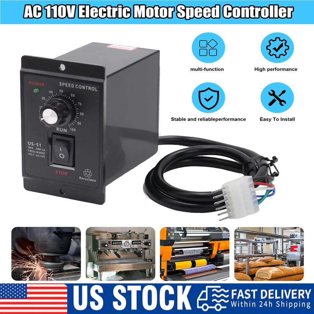 120W DC Motor Speed Controller Micro Gear Sensor AC110V to DC90V Forward Reverse